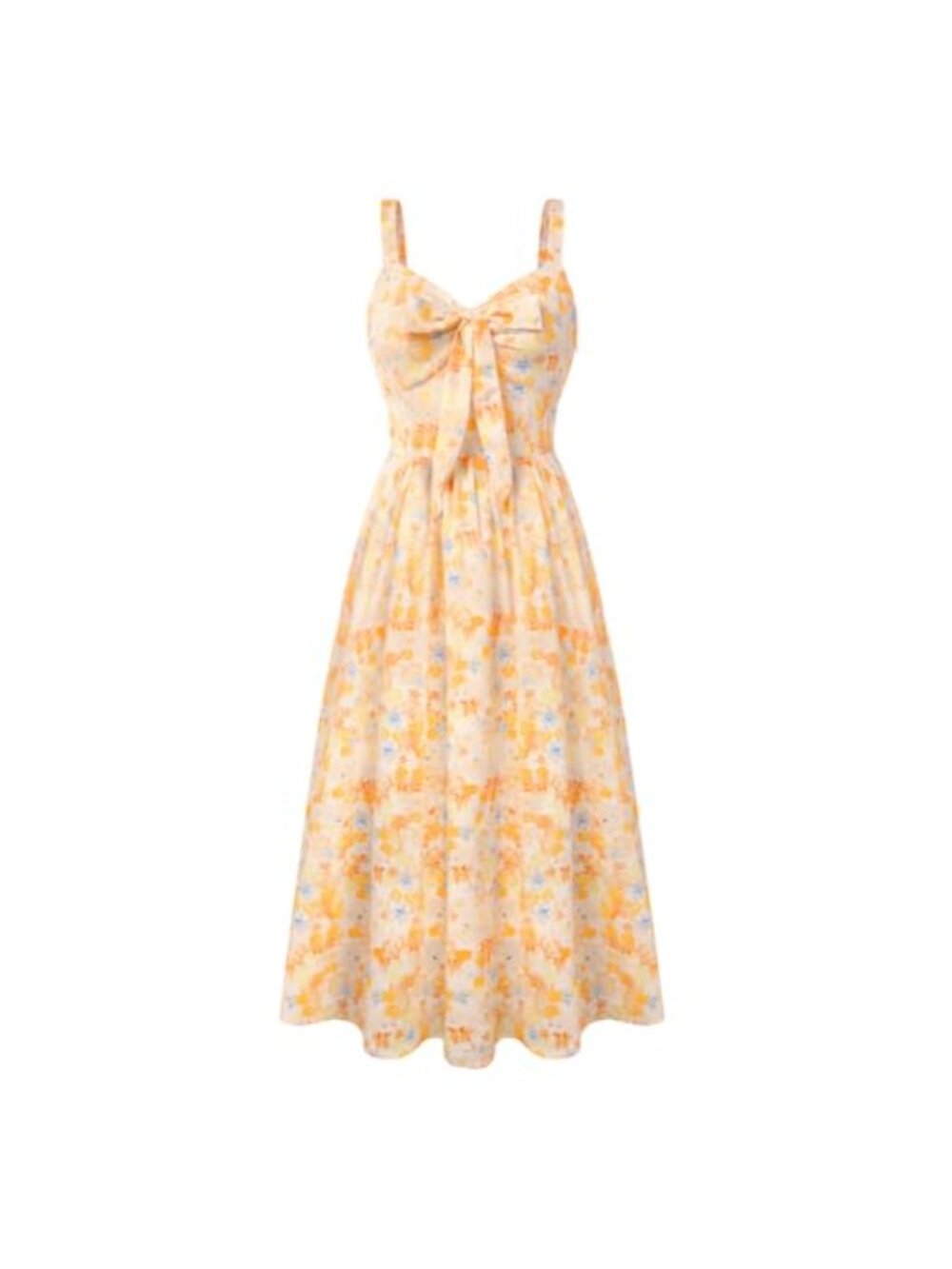 Floral Tie Front Sweetheart Neckline Sleeveless Summer Dress with Pockets